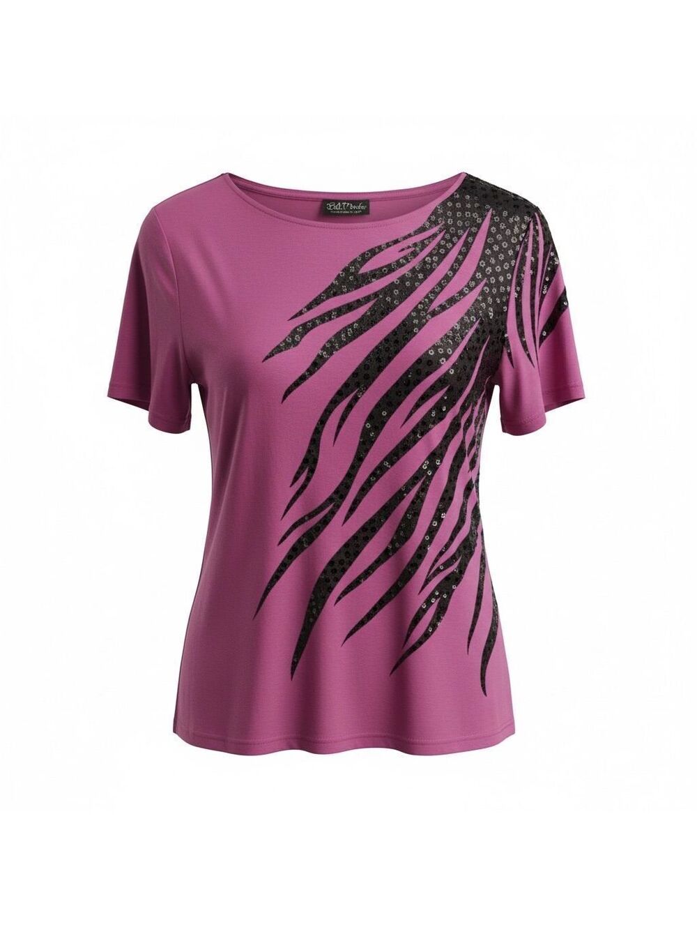 Bob Mackie Vintage Purple & Black Sequin Zebra Top